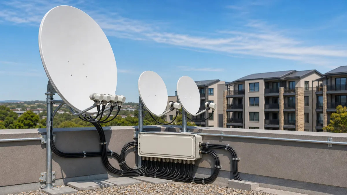 Communal satellite dish installation for an apartment complex